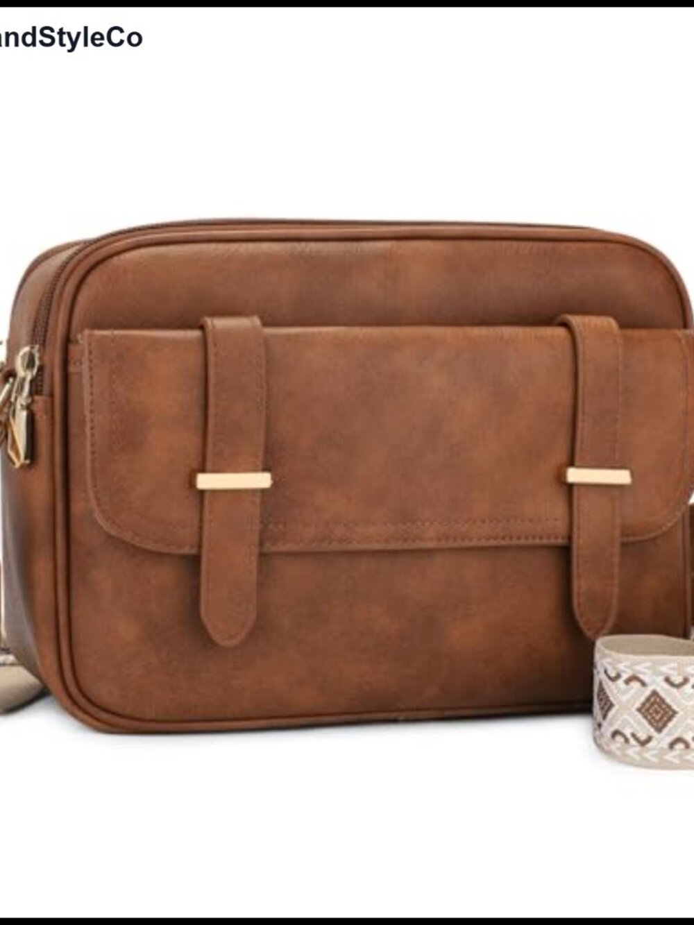 Vegan Leather Crossbody Purse with RFID Blocking, Flip-Top Shoulder Bag for